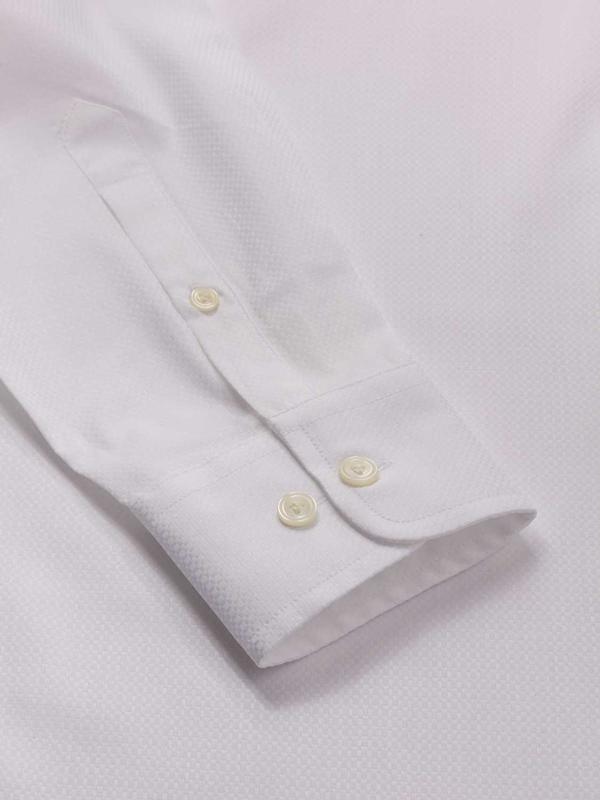 Marchetti White Solid Full Sleeve Single Cuff Tailored Fit Classic Formal Cotton Shirt