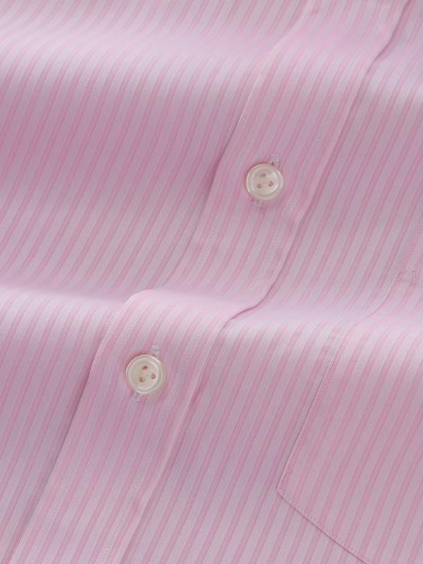 Marchetti Pink Striped Full Sleeve Double Cuff Classic Fit Classic Formal Cotton Shirt