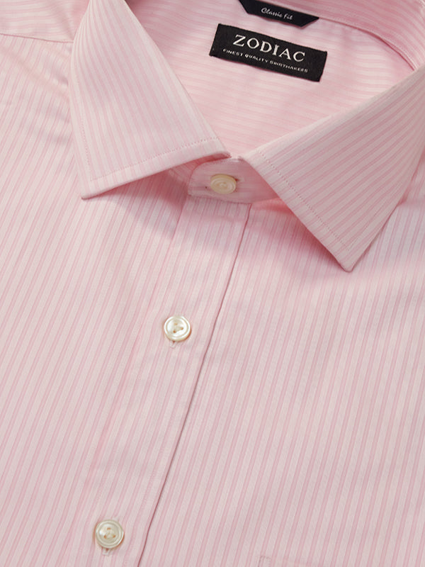 Marchetti Pink Striped Full Sleeve Single Cuff Classic Fit Classic Formal Cotton Shirt