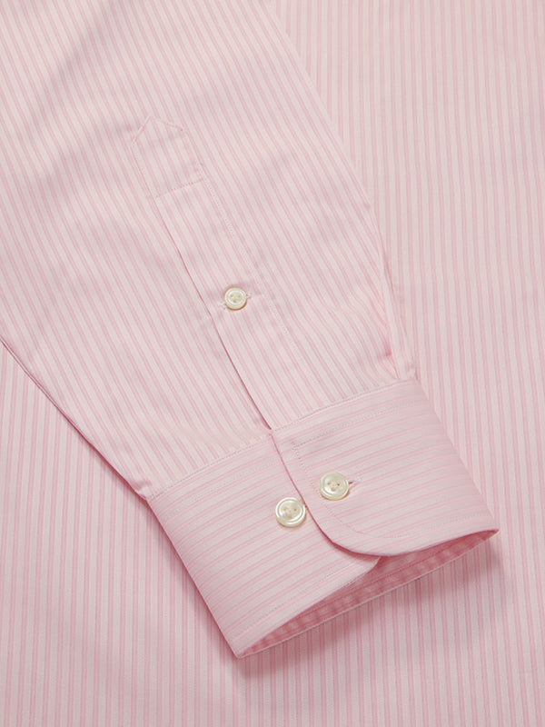 Marchetti Pink Striped Full Sleeve Single Cuff Classic Fit Classic Formal Cotton Shirt
