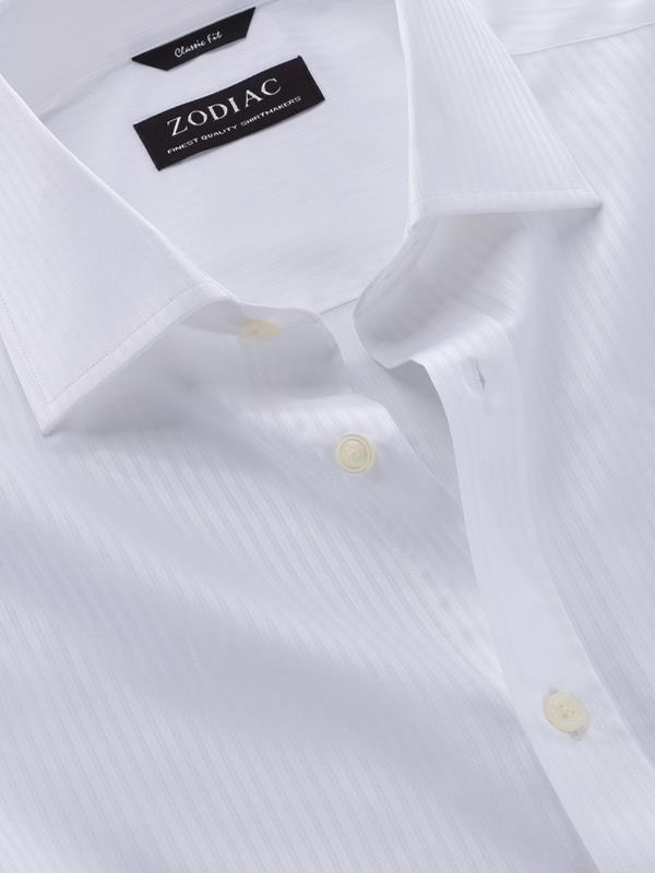 Marchetti White Striped Full Sleeve Single Cuff Classic Fit Classic Formal Cotton Shirt