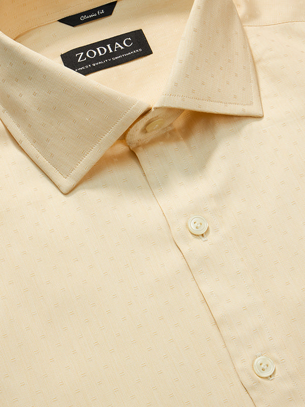 Marchetti Cream Solid Half Sleeve Classic Fit Classic Formal Cotton Shirt