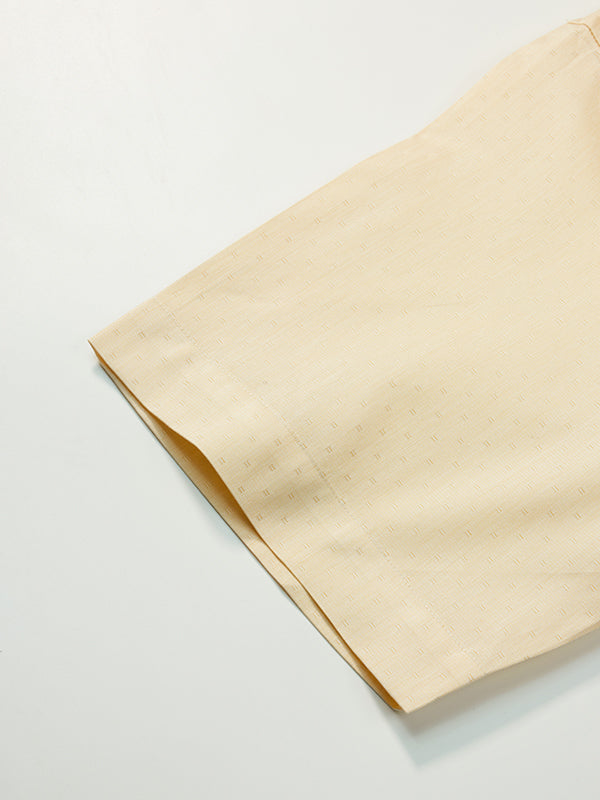 Marchetti Cream Solid Half Sleeve Classic Fit Classic Formal Cotton Shirt