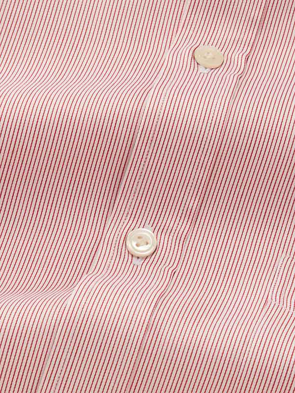 Marchetti Red Striped Full Sleeve Single Cuff Classic Fit Classic Formal Cotton Shirt