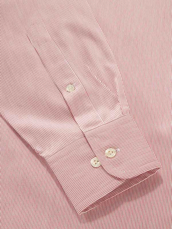 Marchetti Red Striped Full Sleeve Single Cuff Classic Fit Classic Formal Cotton Shirt