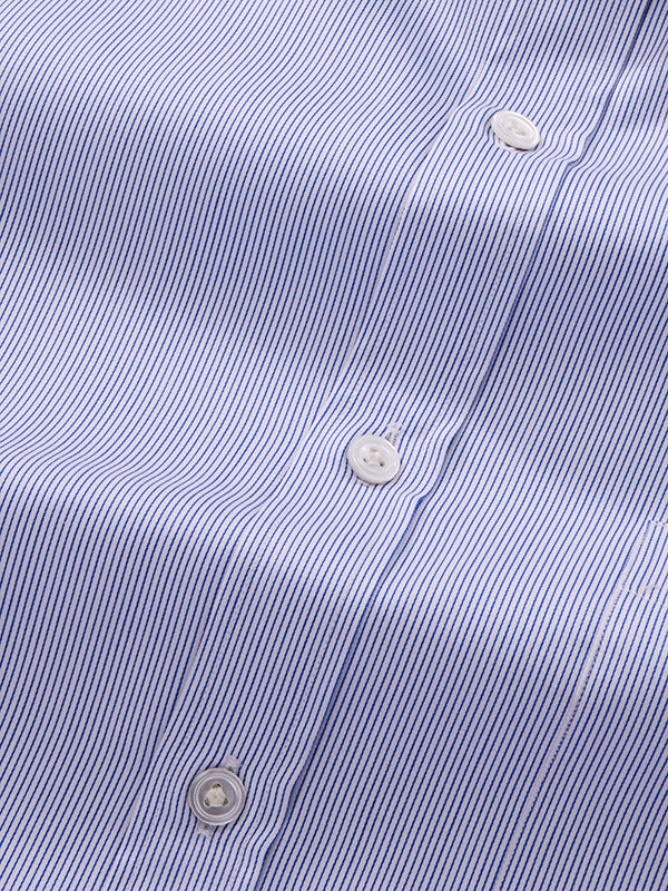 Marchetti Blue Striped Half Sleeve Classic Fit Classic Formal Cotton Shirt