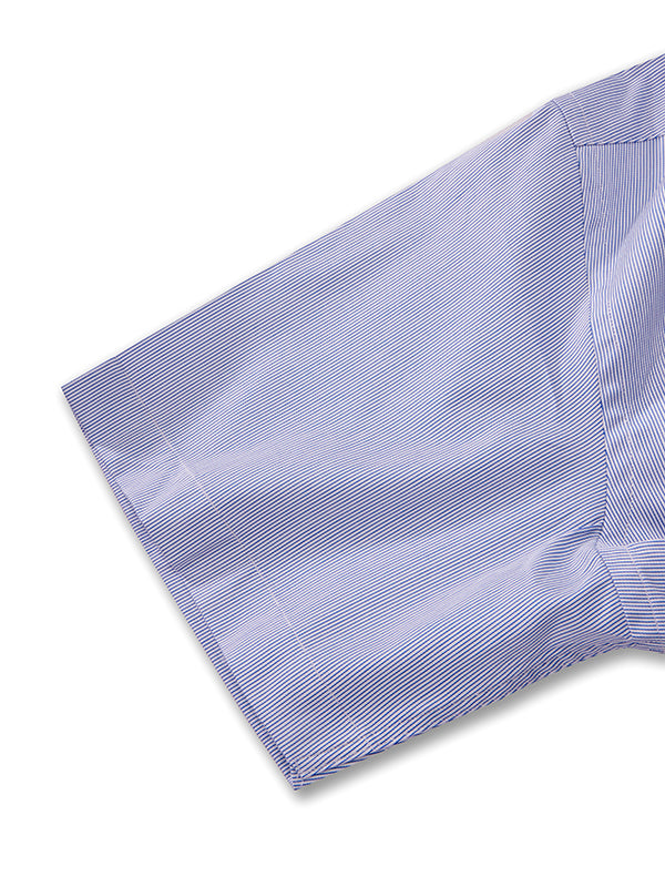Marchetti Blue Striped Half Sleeve Classic Fit Classic Formal Cotton Shirt