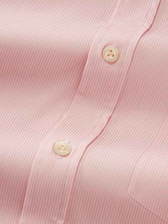 Marchetti Pink Striped Full Sleeve Single Cuff Classic Fit Classic Formal Cotton Shirt