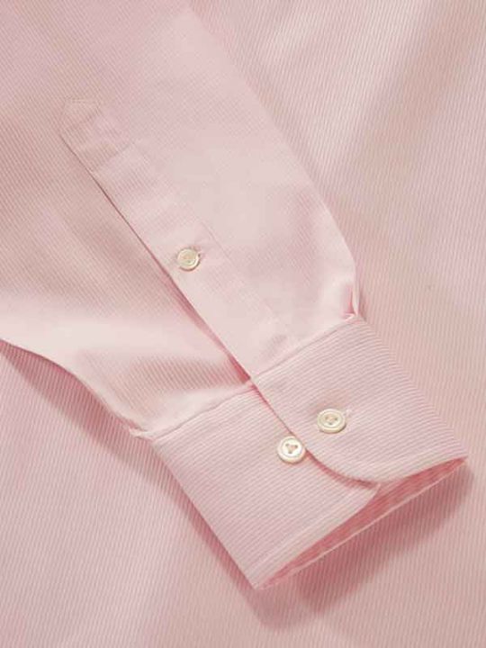 Marchetti Pink Striped Full Sleeve Single Cuff Classic Fit Classic Formal Cotton Shirt