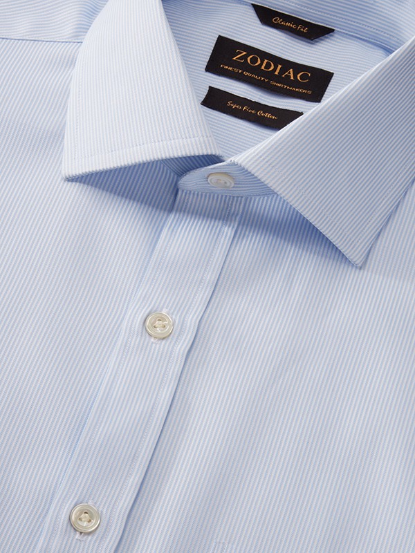 Marchetti Sky Striped Full Sleeve Single Cuff Classic Fit Classic Formal Cotton Shirt