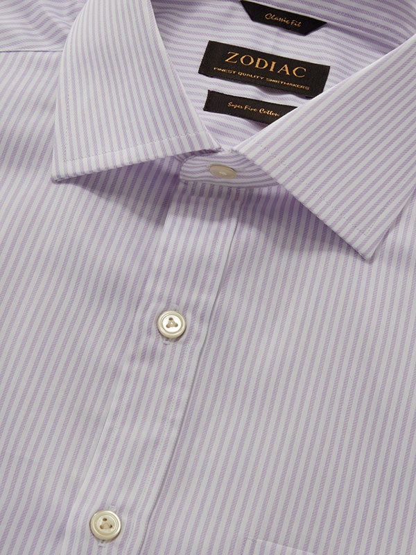 Marchetti Lilac Striped Full Sleeve Single Cuff Classic Fit Classic Formal Cotton Shirt