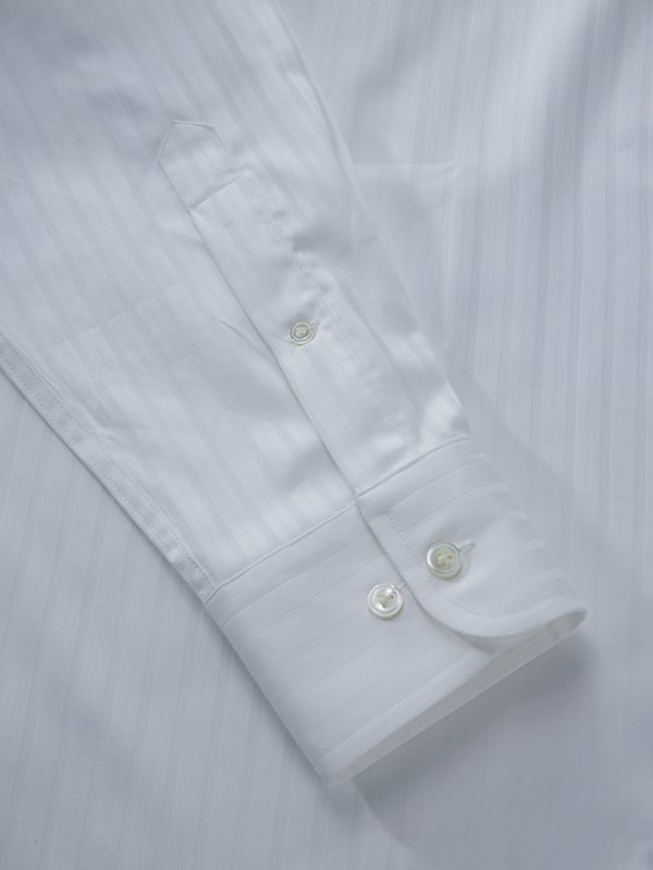Marchetti White Striped Full Sleeve Single Cuff Classic Fit Classic Formal Cotton Shirt