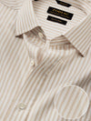 Marchetti Sand Striped Full Sleeve Single Cuff Classic Fit Classic Formal Cotton Shirt