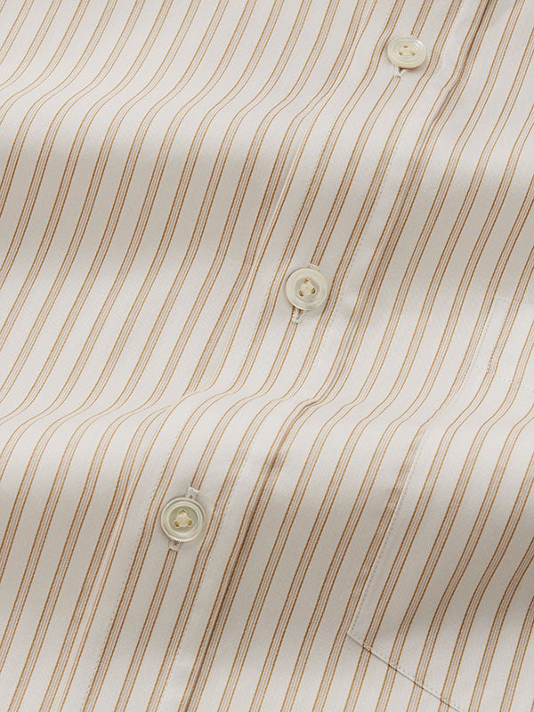 Marchetti Sand Striped Full Sleeve Single Cuff Classic Fit Classic Formal Cotton Shirt