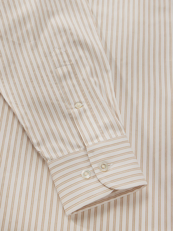 Marchetti Sand Striped Full Sleeve Single Cuff Classic Fit Classic Formal Cotton Shirt