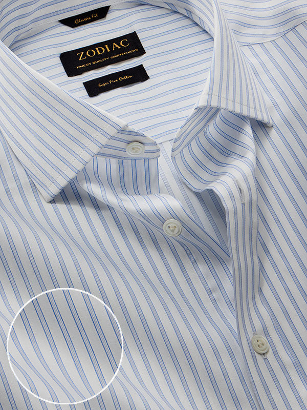 Marchetti Sky Striped Full Sleeve Single Cuff Classic Fit Classic Formal Cotton Shirt