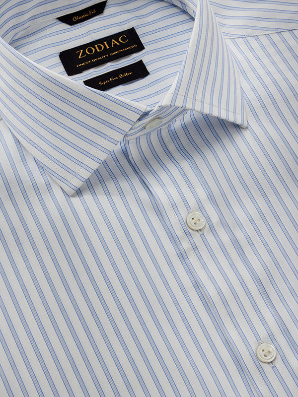 Marchetti Sky Striped Full Sleeve Single Cuff Classic Fit Classic Formal Cotton Shirt