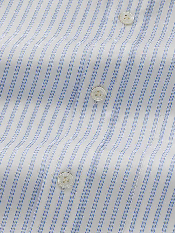 Marchetti Sky Striped Full Sleeve Single Cuff Classic Fit Classic Formal Cotton Shirt