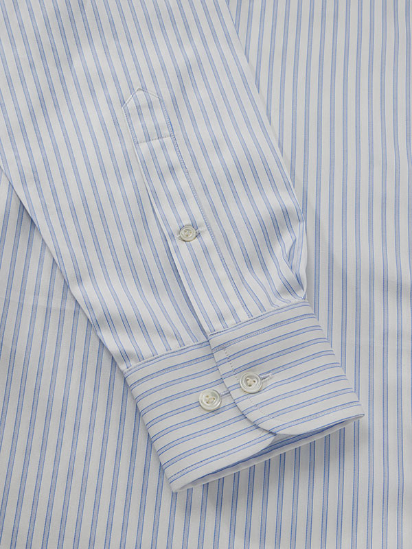 Marchetti Sky Striped Full Sleeve Single Cuff Classic Fit Classic Formal Cotton Shirt