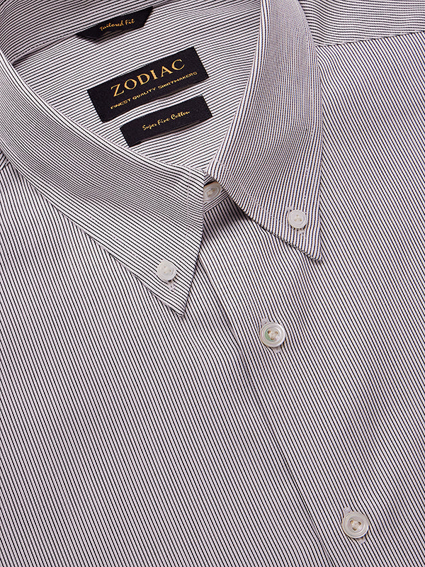 Marchetti Black & White Striped Full Sleeve Single Cuff Tailored Fit Classic Formal Cotton Without Pocket Shirt