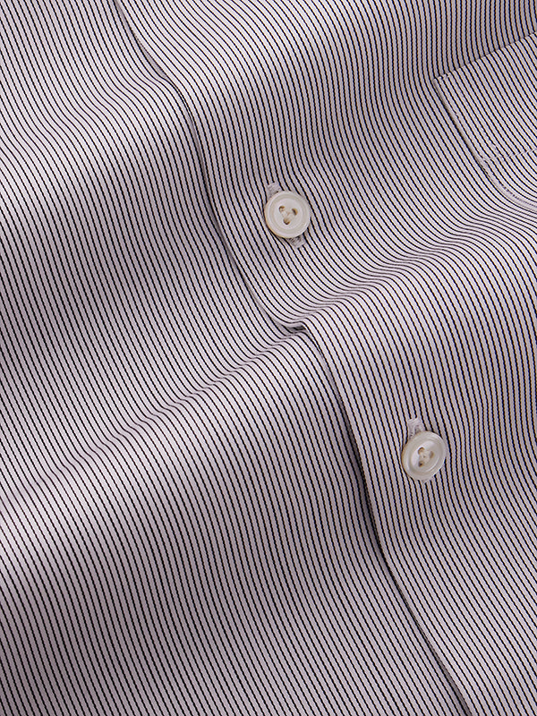Marchetti Black & White Striped Full Sleeve Single Cuff Tailored Fit Classic Formal Cotton Without Pocket Shirt