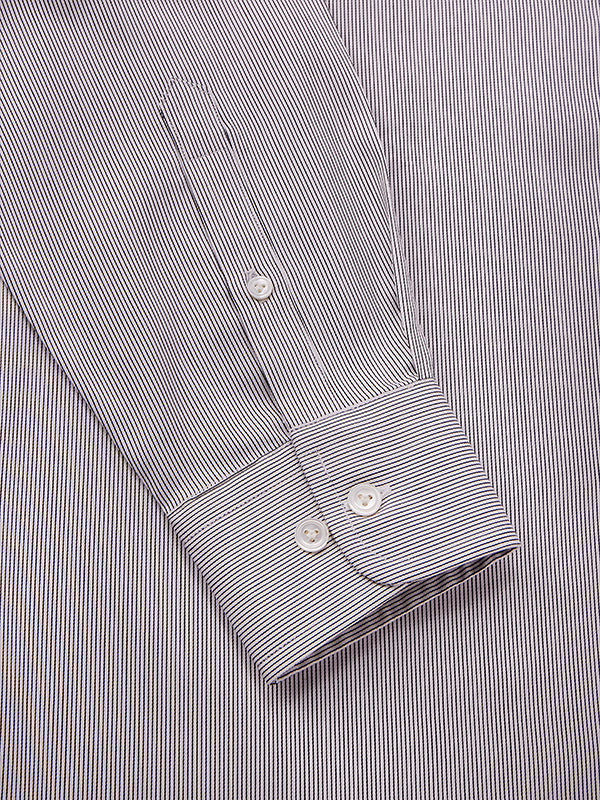 Marchetti Black & White Striped Full Sleeve Single Cuff Tailored Fit Classic Formal Cotton Without Pocket Shirt