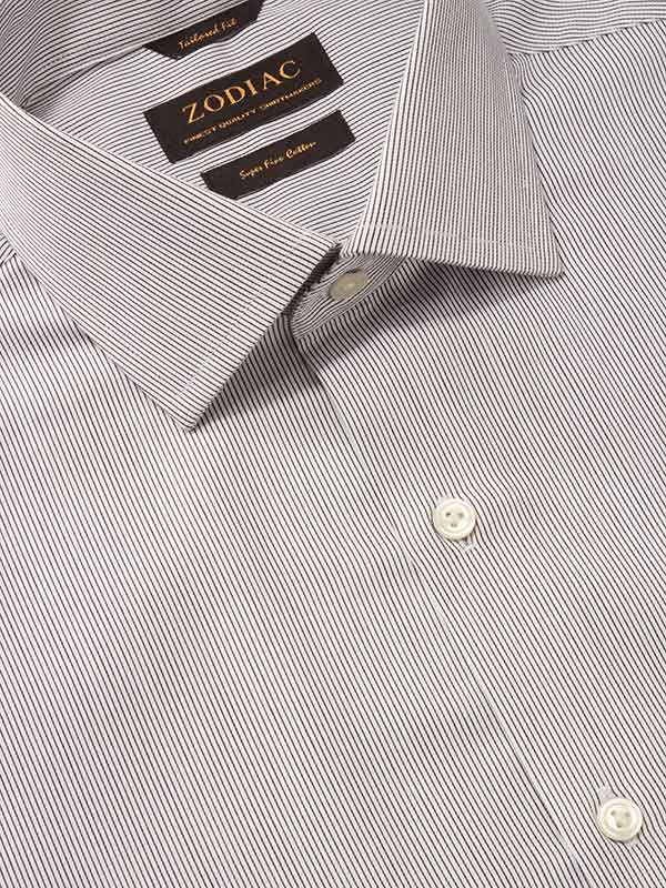 Marchetti Black & White Striped Full Sleeve Single Cuff Tailored Fit Classic Formal Cotton Shirt
