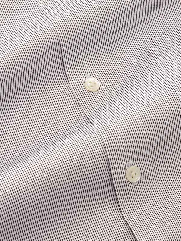 Marchetti Black & White Striped Full Sleeve Single Cuff Tailored Fit Classic Formal Cotton Shirt