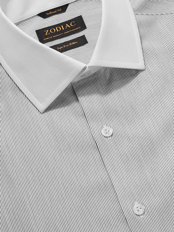 Marchetti Black & White Striped Full Sleeve Single Cuff Tailored Fit Classic Formal Cotton Shirt