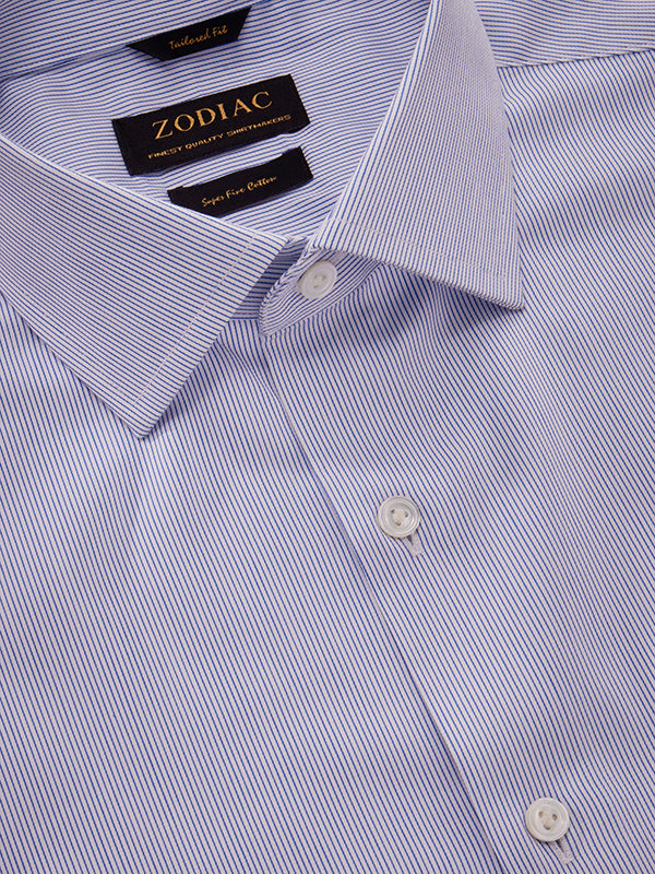 Marchetti Blue Striped Half Sleeve Tailored Fit Classic Formal Cotton Shirt