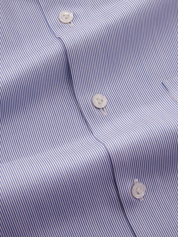 Marchetti Blue Striped Half Sleeve Tailored Fit Classic Formal Cotton Shirt