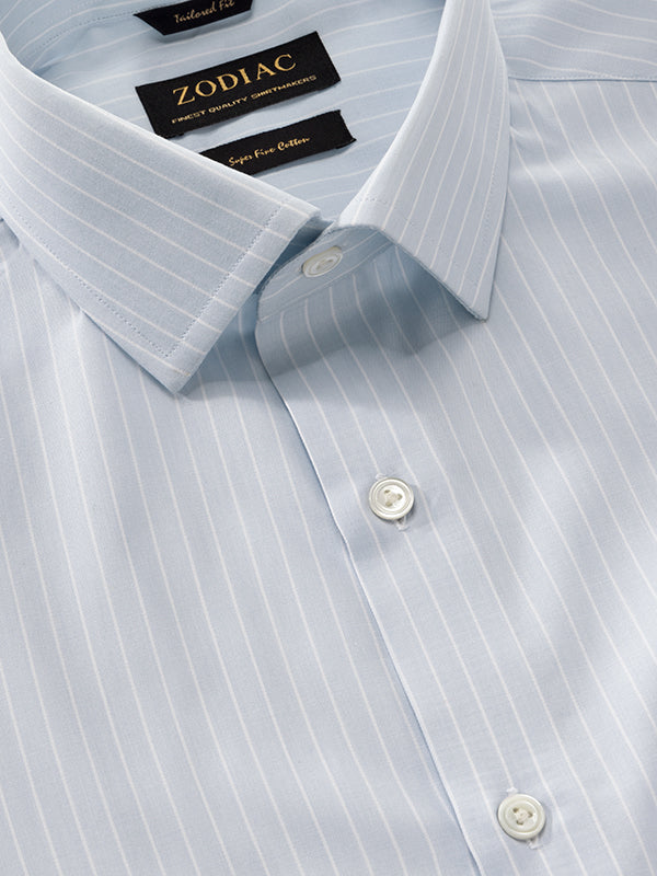 Marchetti Sky Striped Full Sleeve Single Cuff Tailored Fit Classic Formal Cotton Shirt