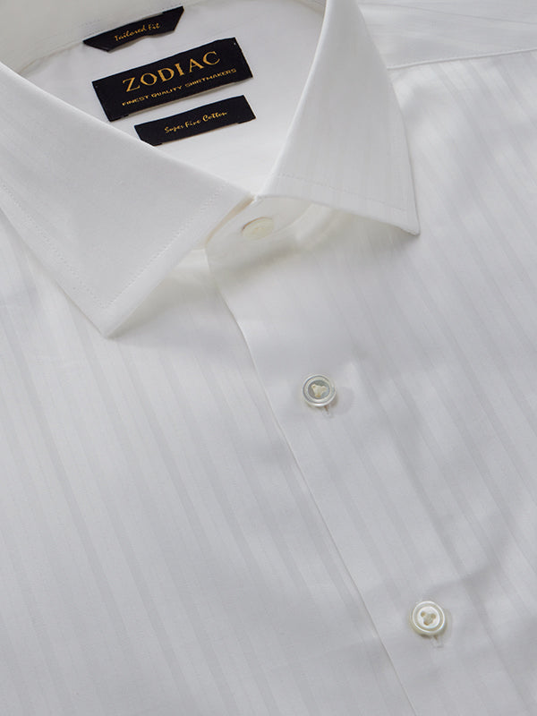 Marchetti White Striped Full Sleeve Single Cuff Tailored Fit Classic Formal Cotton Shirt