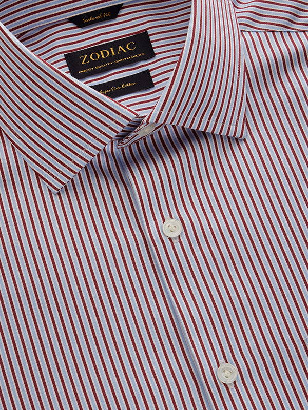 Marchetti Red Striped Full Sleeve Single Cuff Tailored Fit Classic Formal Cotton Shirt