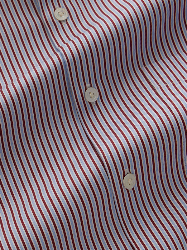 Marchetti Red Striped Full Sleeve Single Cuff Tailored Fit Classic Formal Cotton Shirt