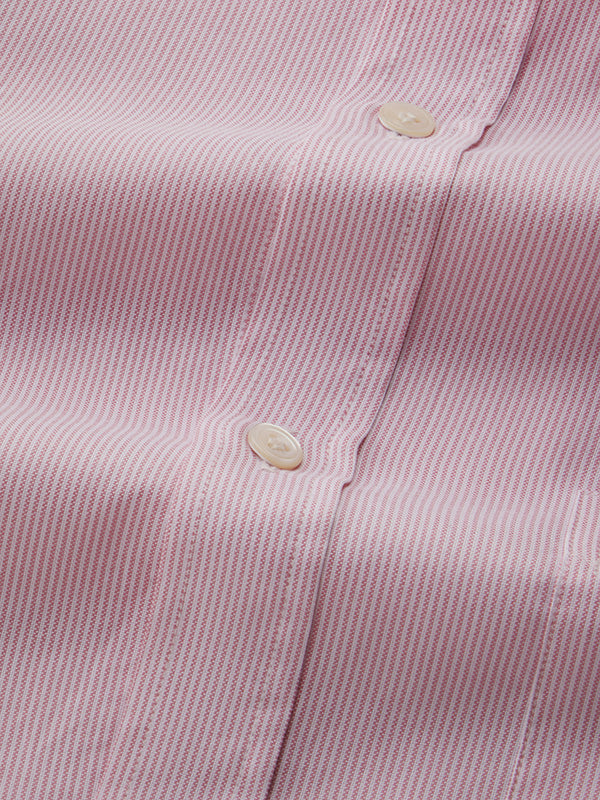 Mariano Pink Striped Full Sleeve Single Cuff Classic Fit Classic Formal Two Ply Mercerized Cotton Shirt