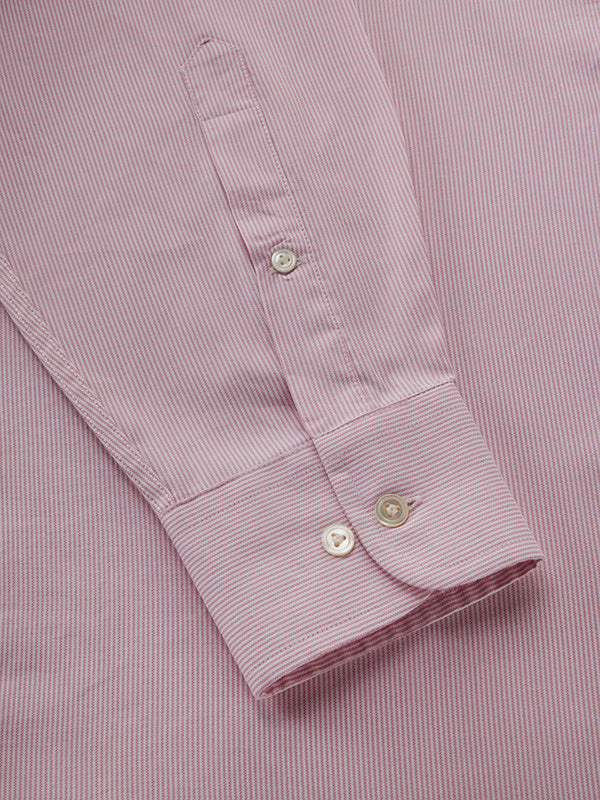 Mariano Pink Striped Full Sleeve Single Cuff Classic Fit Classic Formal Two Ply Mercerized Cotton Shirt