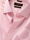 Mariano Pink Striped Half Sleeve Tailored Fit Semi Formal Two Ply Mercerized Cotton Shirt