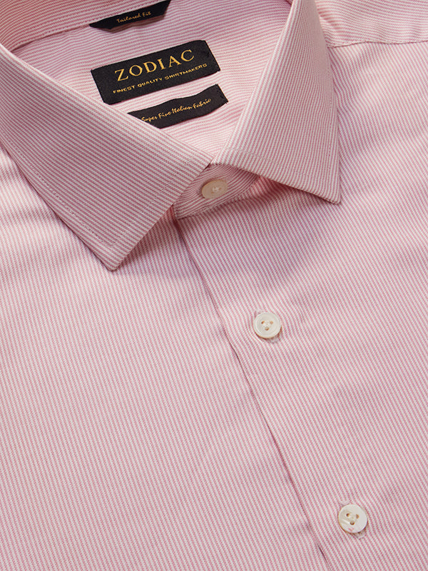 Mariano Pink Striped Full Sleeve Single Cuff Tailored Fit Classic Formal Two Ply Mercerized Cotton Shirt