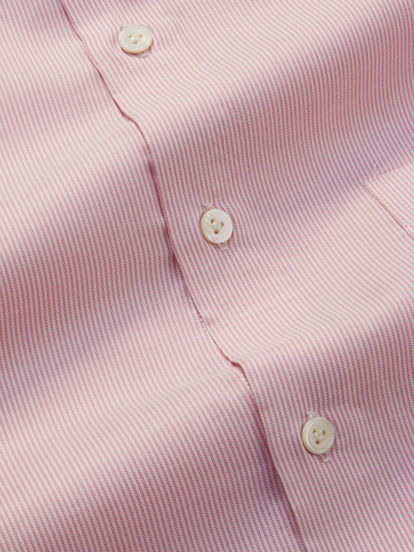Mariano Pink Striped Full Sleeve Single Cuff Tailored Fit Classic Formal Two Ply Mercerized Cotton Shirt