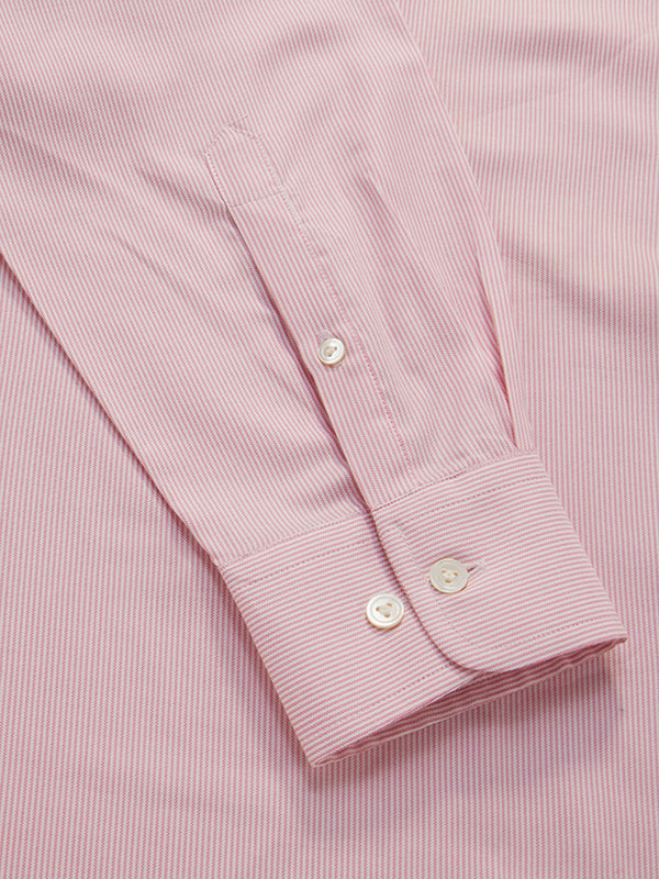 Mariano Pink Striped Full Sleeve Single Cuff Tailored Fit Classic Formal Two Ply Mercerized Cotton Shirt