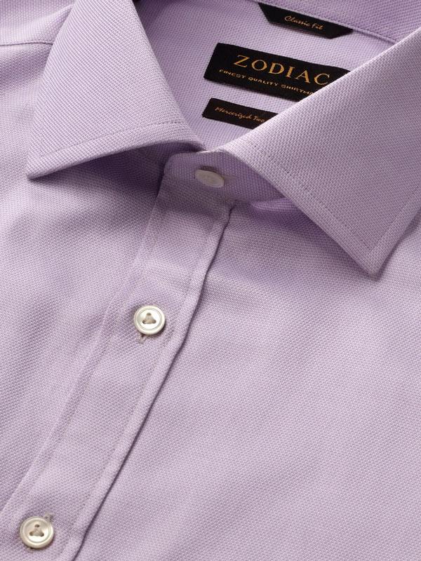 Marinetti Lilac Solid Full Sleeve Single Cuff Classic Fit Classic Formal Two Ply Mercerized Cotton Shirt