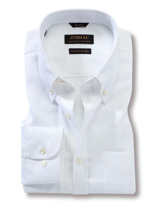 Marinetti White Solid Full Sleeve Single Cuff Classic Fit Classic Formal Two Ply Mercerized Cotton Shirt