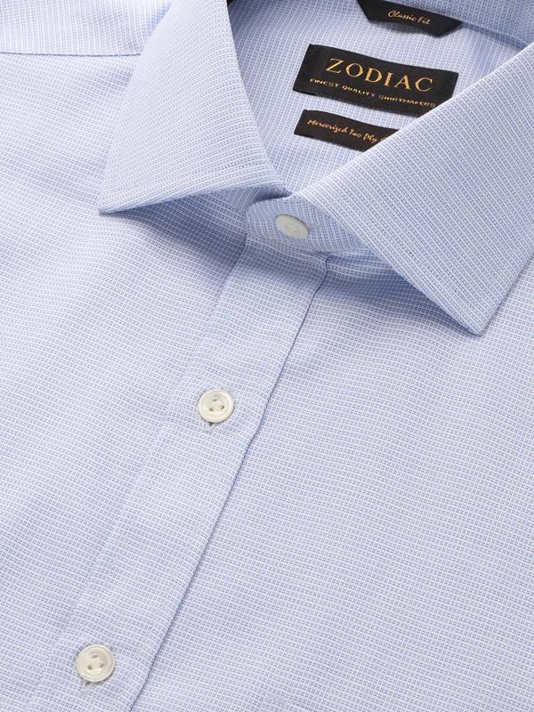Marinetti Sky Solid Full Sleeve Single Cuff Classic Fit Classic Formal Two Ply Mercerized Cotton Shirt