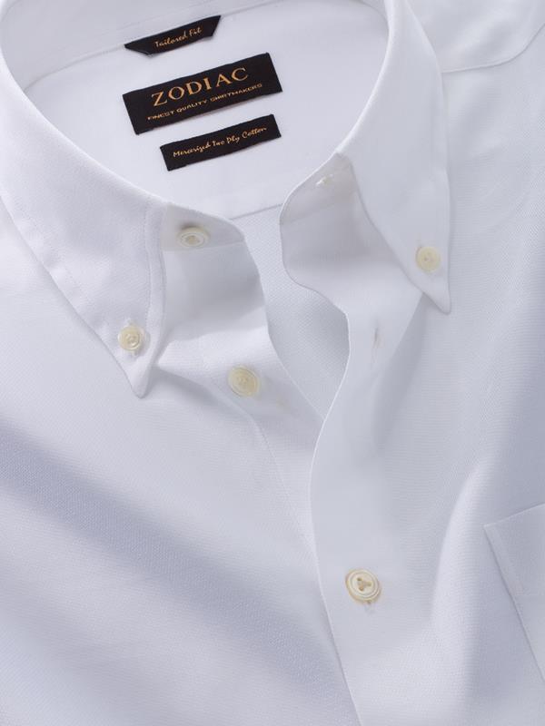 Marinetti White Solid Full Sleeve Single Cuff Tailored Fit Classic Formal Two Ply Mercerized Cotton Without Pocket Shirt