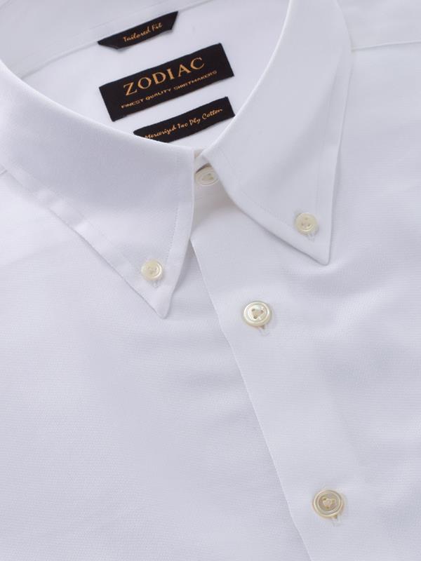 Marinetti White Solid Full Sleeve Single Cuff Tailored Fit Classic Formal Two Ply Mercerized Cotton Without Pocket Shirt