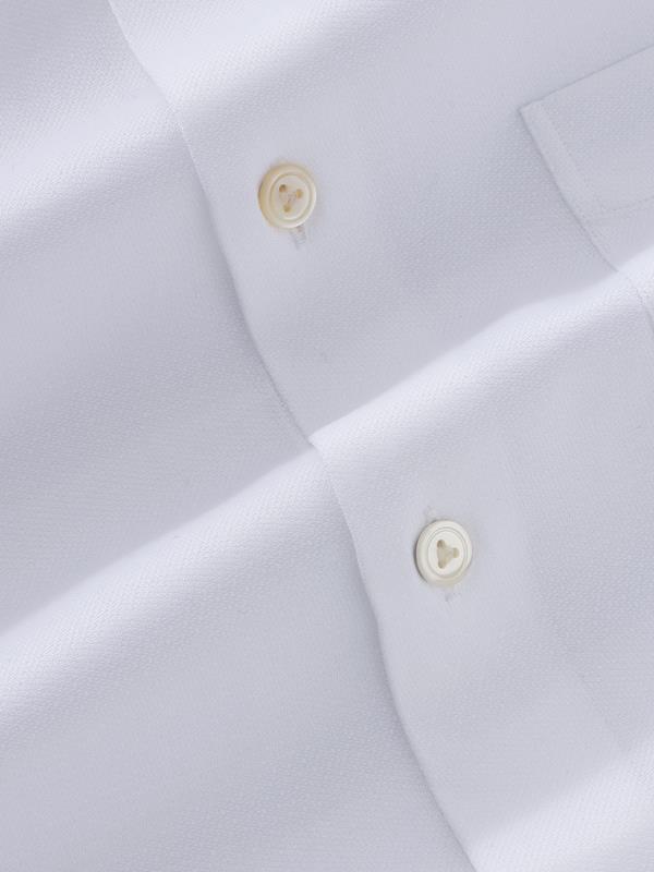 Marinetti White Solid Full Sleeve Single Cuff Tailored Fit Classic Formal Two Ply Mercerized Cotton Without Pocket Shirt
