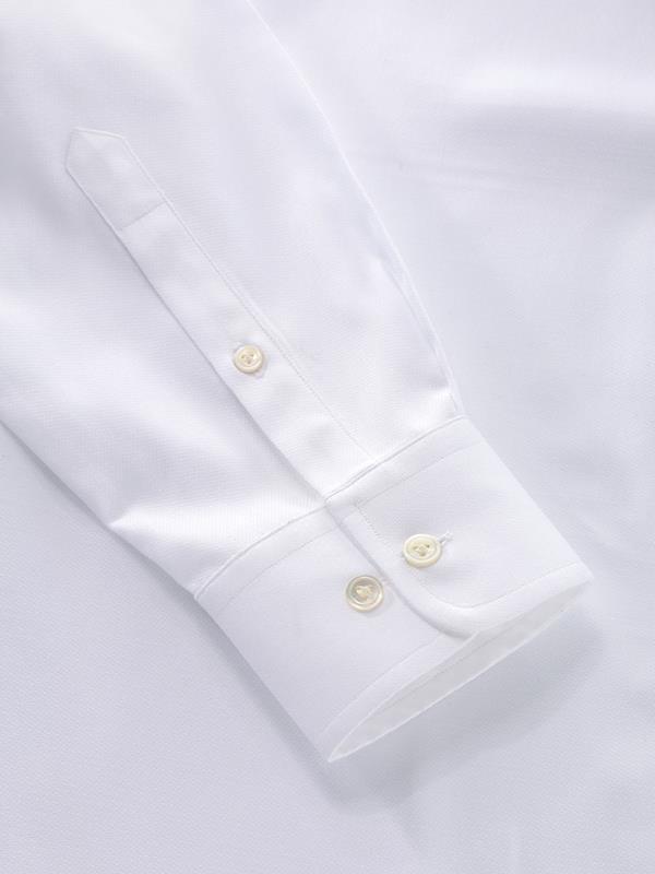 Marinetti White Solid Full Sleeve Single Cuff Tailored Fit Classic Formal Two Ply Mercerized Cotton Without Pocket Shirt