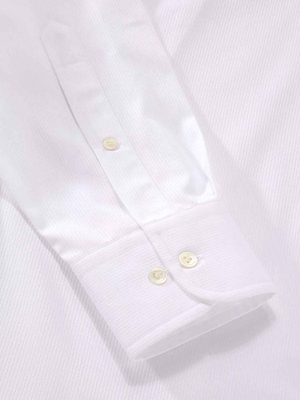 Marinetti White Solid Full Sleeve Single Cuff Classic Fit Classic Formal Two Ply Mercerized Cotton Shirt