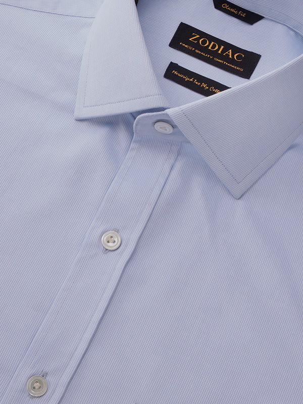 Marinetti Sky Solid Full Sleeve Single Cuff Classic Fit Classic Formal Two Ply Mercerized Cotton Shirt